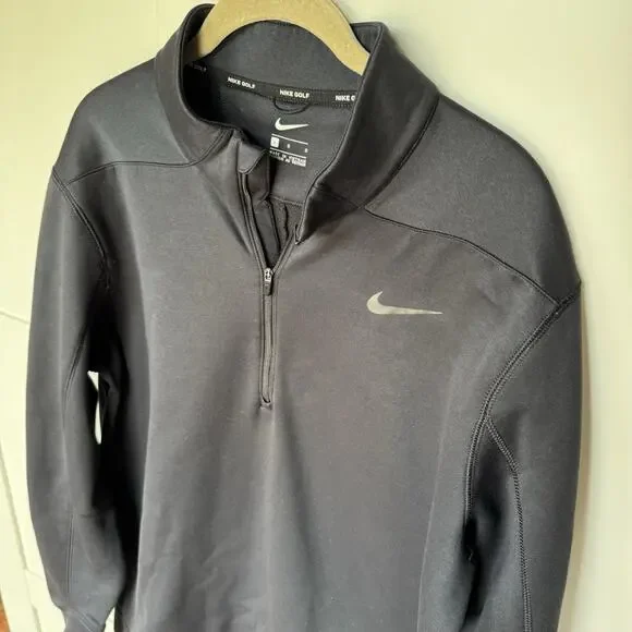 Nike Mens Black 1/4 Zip Fleece Pullover Golf Dri‎ Fit Men's LARGE - Picture 2 of 7